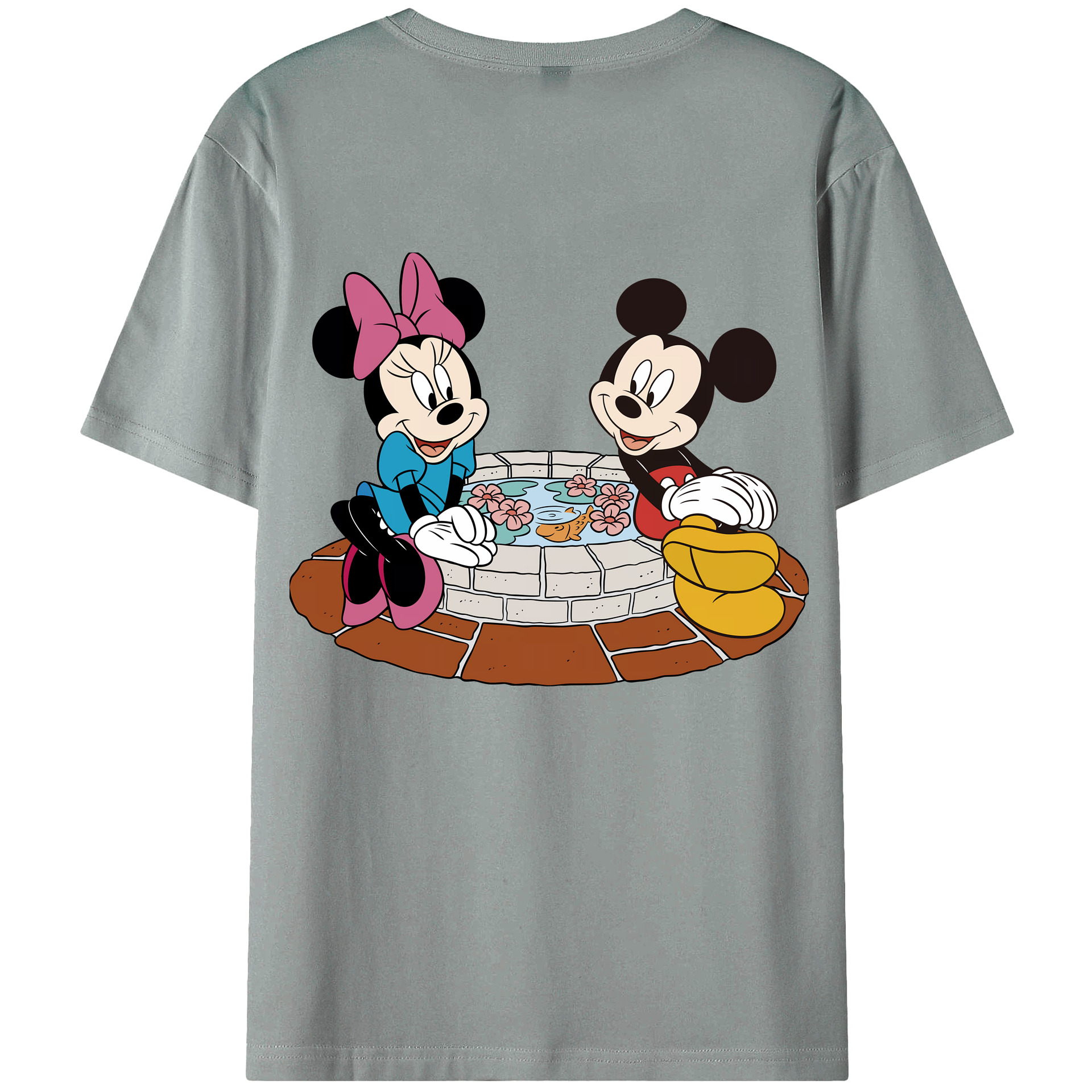 （画像用） ミッキーマウス Mickey Mouse 綿100％ メンズ半袖Tシャツ（バックプリント） 通気性
